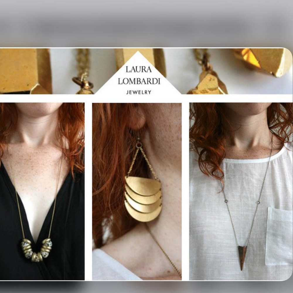 Laura Lombardi Raw Brass Dagger Triangle Necklace - Picture 10 of 12